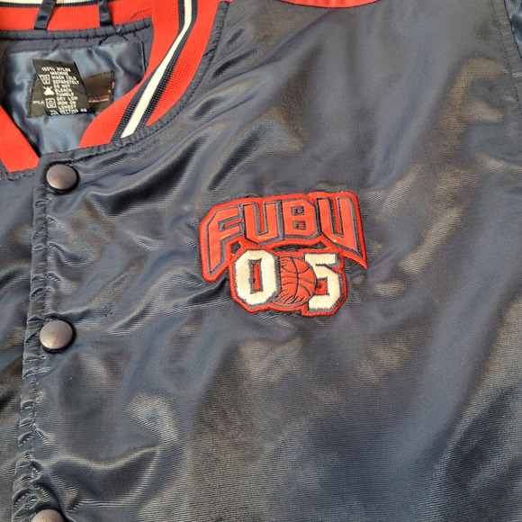 Vintage FUBU The Collection Basketball Varsity Puffer Jacket Button Down Boys - Picture 6 of 16